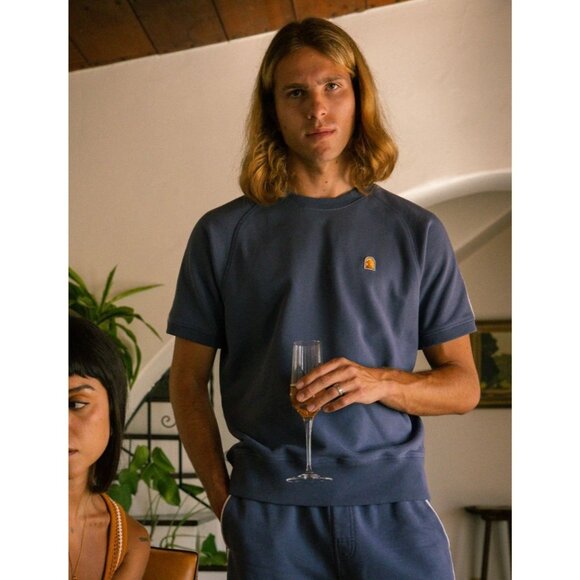 Dandy Del Mar Marseille French Terry Pullover Top Short Sleeve Moontide Blue XL - Picture 1 of 13